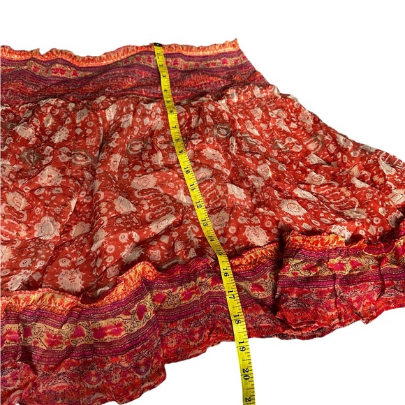Anthropologie smocked waist floral mini skirt- women’s size XL. Ruffle hem - Picture 4 of 10